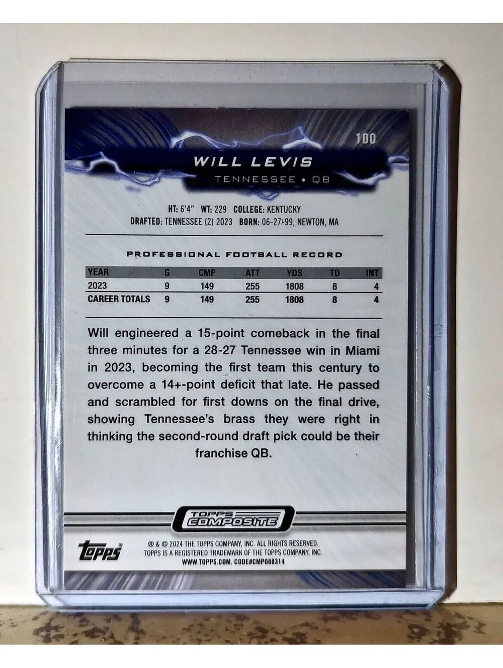 Will Levis 2023 Topps Resurgence NFL #100 Football Card Tennessee Titans